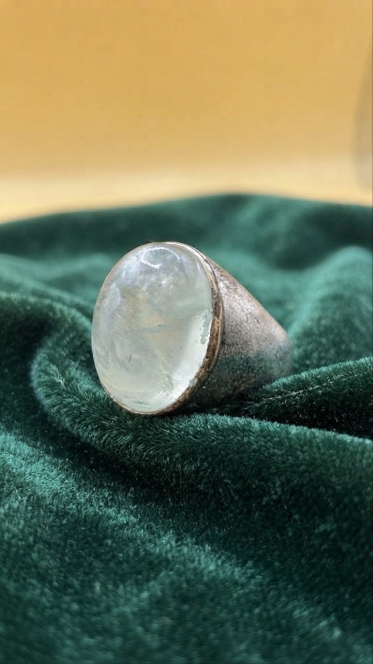Sterling Silver 925 Natural Aquamarine Cabochon Ring, Sea Green-Blue, UK N / US 7 / EU 54~212