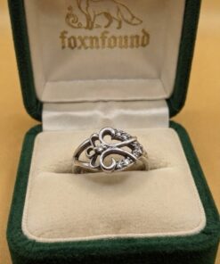 Vintage Sterling Silver 925 Butterfly Heart Ring – Openwork Design, Clear CZ Stones – UK L½ / US 6~211