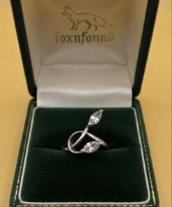 Vintage Sterling Silver 925 Marquise CZ Leaf Sprout Ring – UK Size N – 2.74g~211