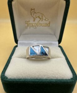 Vintage 925 Sterling Silver Band Ring with Turquoise & Mother of Pearl Inlay – Size P~207