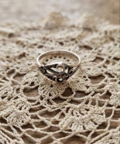 Vintage Sterling Silver 925 Butterfly Heart Ring – Openwork Design, Clear CZ Stones – UK L½ / US 6~211