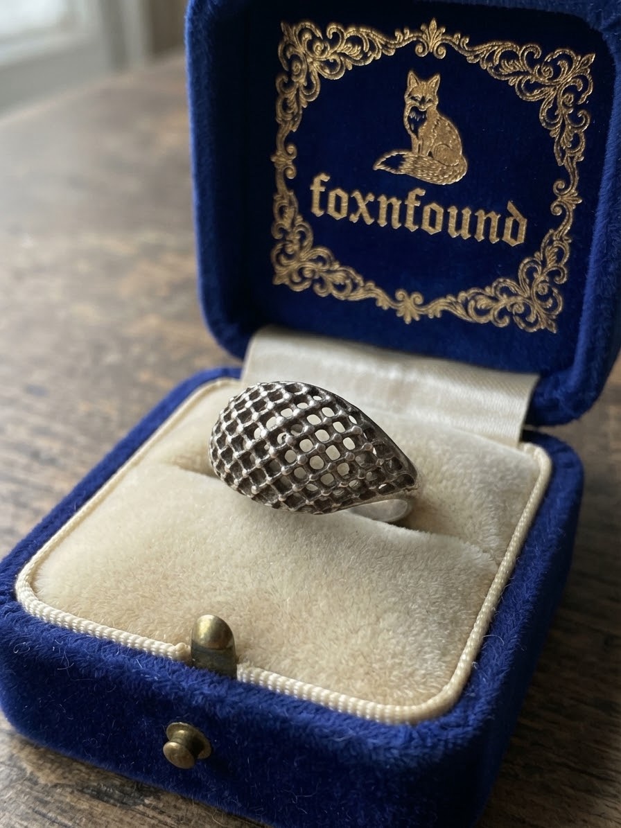 Vintage Soviet Art Deco Sterling Silver Lattice Dome Ring, Size UK R,US8.5-9