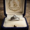 Vintage Sterling Silver CZ Solitaire & Wide Wave Band Ring Set – UK Size S~35
