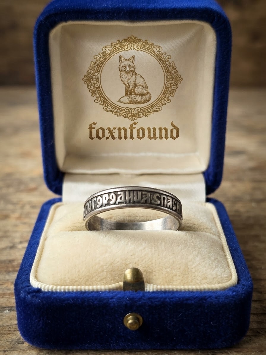 Sterling Silver Orthodox Prayer Ring "Save Us, Most Holy Theotokos" Uk size J