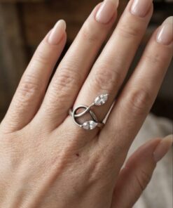 Vintage Sterling Silver 925 Marquise CZ Leaf Sprout Ring – UK Size N – 2.74g~211