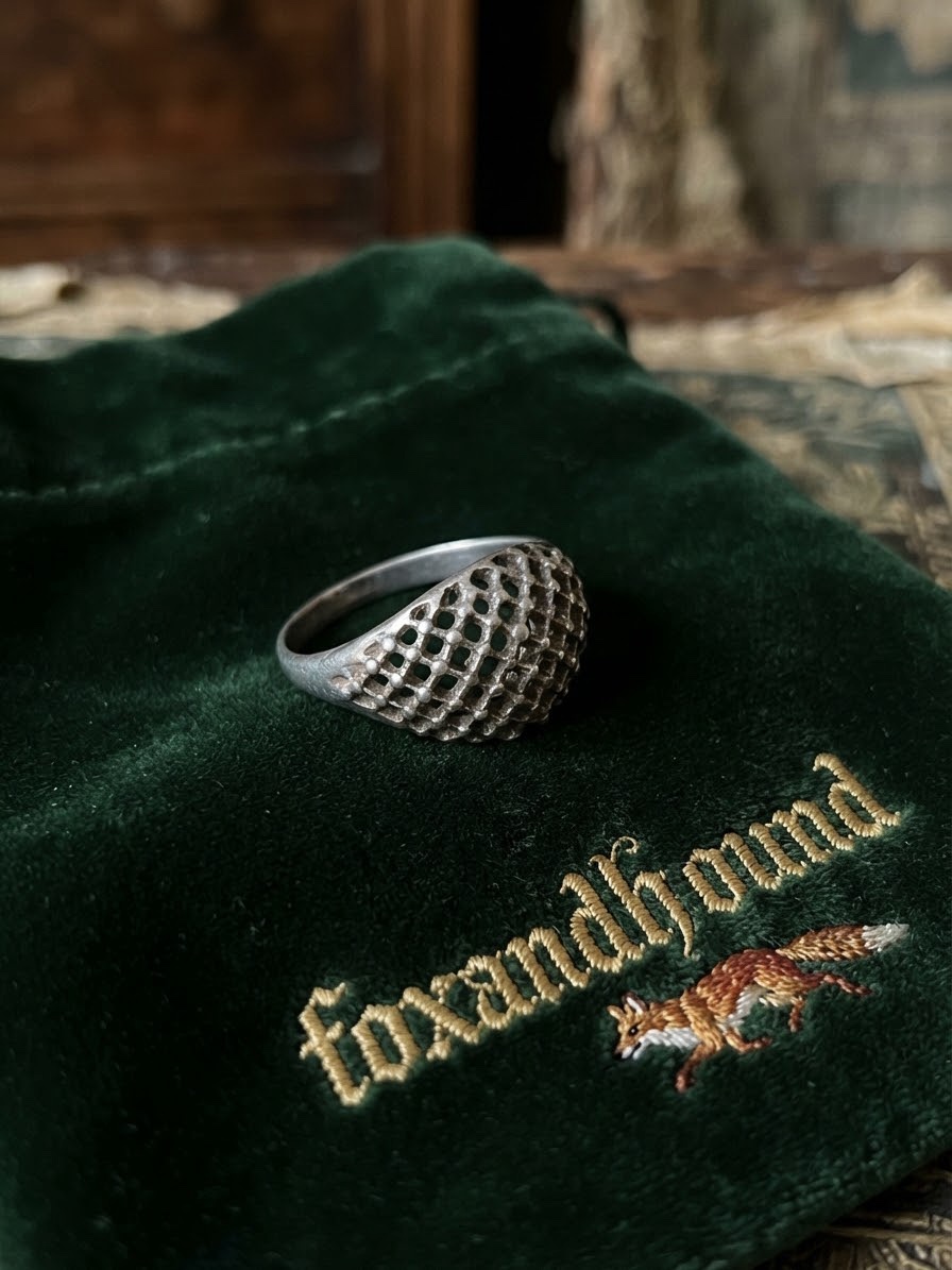 Vintage Soviet Art Deco Sterling Silver Lattice Dome Ring, Size UK R,US8.5-9