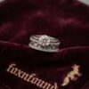 Vintage Sterling Silver CZ Solitaire & Wide Wave Band Ring Set – UK Size S~35