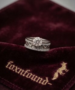 Vintage Sterling Silver CZ Solitaire & Wide Wave Band Ring Set – UK Size S~35