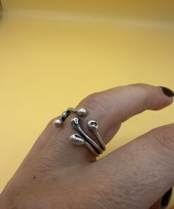 Vintage Brutalist Silver Wrap Ring Organic Molten Ball Ends Open Coil UK L½ US 6~37