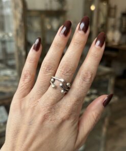 Vintage Brutalist Silver Wrap Ring Organic Molten Ball Ends Open Coil UK L½ US 6~37