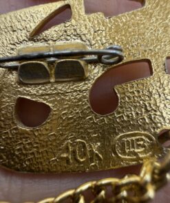 Vintage Soviet USSR Gold Tone Sailing Ship Brooch with Anchor & Chain, Nautical Pin~210
