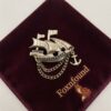 Vintage Soviet USSR Gold Tone Sailing Ship Brooch with Anchor & Chain, Nautical Pin~210