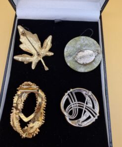 Vintage BSK Signed Gold Tone Maple Leaf Brooch Brushed Textured 1950s-60s