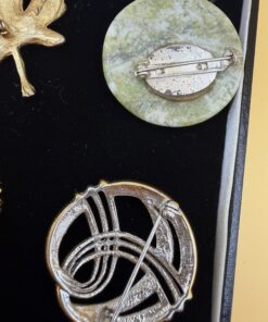 Vintage BSK Signed Gold Tone Maple Leaf Brooch Brushed Textured 1950s-60s