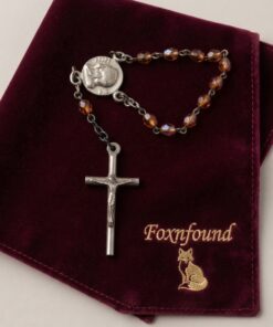 Vintage Padre Pio Decade Rosary Czech Amber AB Glass Beads Crucifix