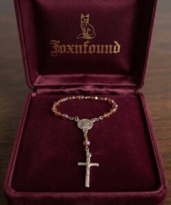 Vintage Padre Pio Decade Rosary Czech Amber AB Glass Beads Crucifix