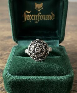 Vintage Sterling Silver 925 Marcasite Rose Flower Ring Art Deco Style UK O½ US 7.5~214