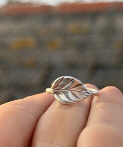 Vintage Soviet USSR 916 Silver Leaf Ring Hallmarked Star Minimalist Botanical UK M½ US 6.5~214