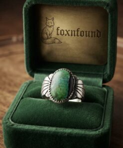Vintage Sterling Silver 925 Green Turquoise Ring – Southwestern Style – Size U / US 10
