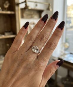 Vintage Soviet USSR 916 Silver Leaf Ring Hallmarked Star Minimalist Botanical UK M½ US 6.5~214