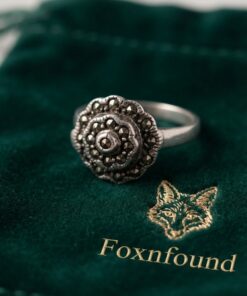 Vintage Sterling Silver 925 Marcasite Rose Flower Ring Art Deco Style UK O½ US 7.5~214