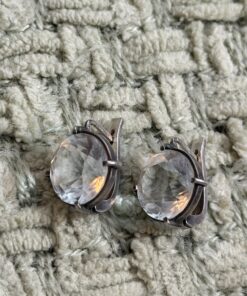 Vintage 1990s Ukrainian 925 Silver Genuine Rock Crystal Earrings English Lock Hallmarked~215