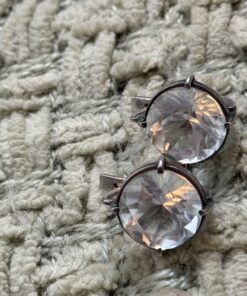 Vintage 1990s Ukrainian 925 Silver Genuine Rock Crystal Earrings English Lock Hallmarked~215