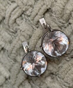 Vintage 1990s Ukrainian 925 Silver Genuine Rock Crystal Earrings English Lock Hallmarked~215