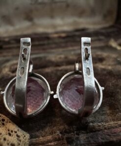 Vintage 1990s Ukrainian 925 Silver Genuine Rock Crystal Earrings English Lock Hallmarked~215