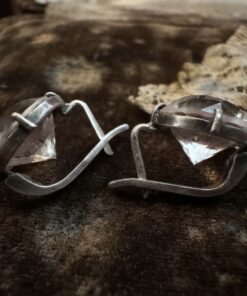 Vintage 1990s Ukrainian 925 Silver Genuine Rock Crystal Earrings English Lock Hallmarked~215