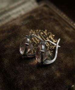 Vintage 1990s Ukrainian 925 Silver Genuine Rock Crystal Earrings English Lock Hallmarked~215