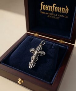 Antique French Silver Crucifix Pendant – Openwork Rococo Filigree, Hallmarked, c.1900~214