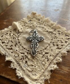 Antique French Silver Crucifix Pendant – Openwork Rococo Filigree, Hallmarked, c.1900~214