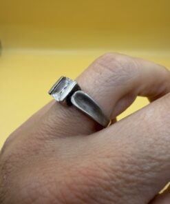 Vintage Sterling Silver 925 Clear Stone Modernist Ring – UK Size M~215