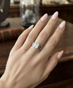 Vintage Sterling Silver 925 Clear Stone Modernist Ring – UK Size M~215