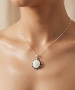 Sterling Silver 925 Shiva Eye Shell Pendant – Boho Flower Setting~213
