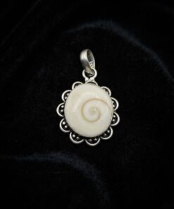 Sterling Silver 925 Shiva Eye Shell Pendant – Boho Flower Setting~213
