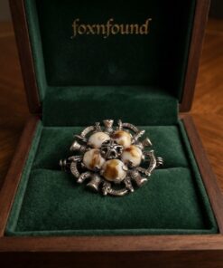 Vintage MIRACLE Scottish Thistle Brooch Faux Agate Glass Cabochons Celtic Signed