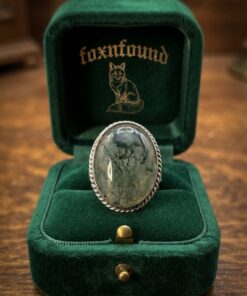 Vintage Moss Agate Silver Statement Ring – UK K½ / US 5.25
