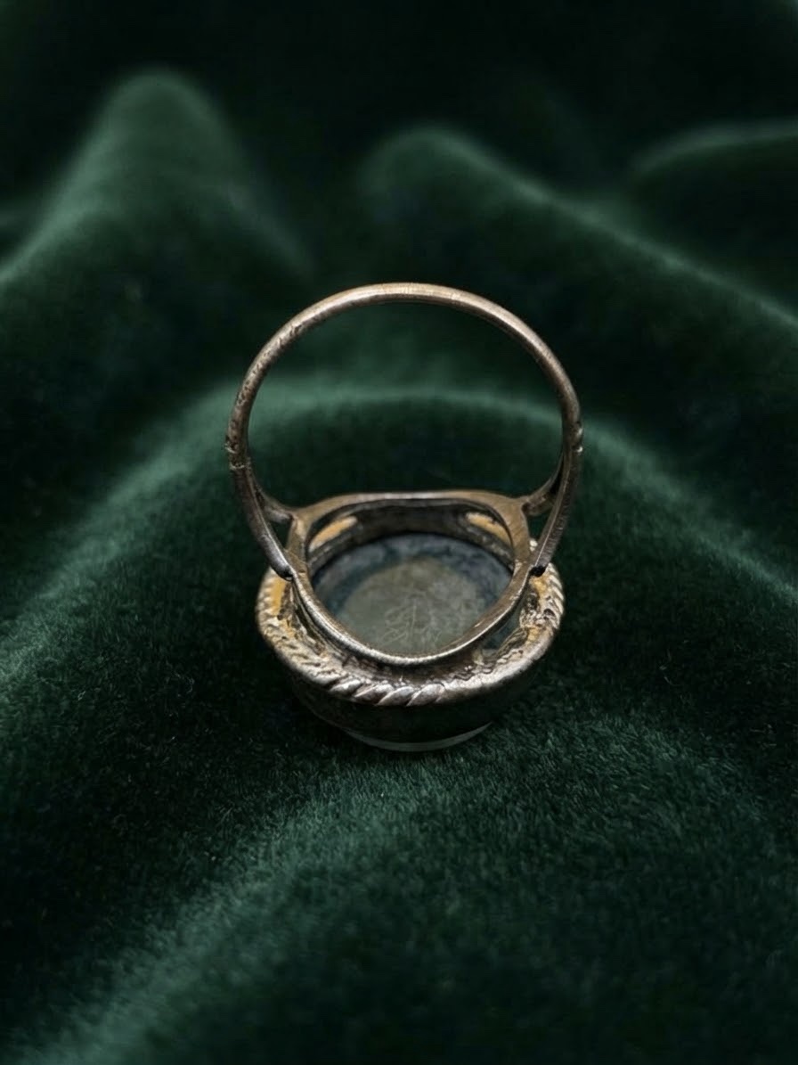 Vintage Moss Agate Silver Statement Ring – UK K½ / US 5.25