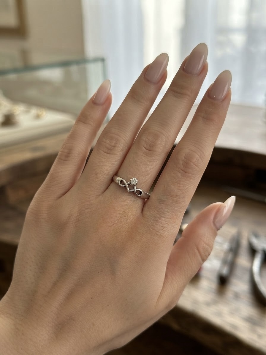 Vintage Sterling Silver Infinity Crown Solitaire Ring – UK P / US 7.75~216