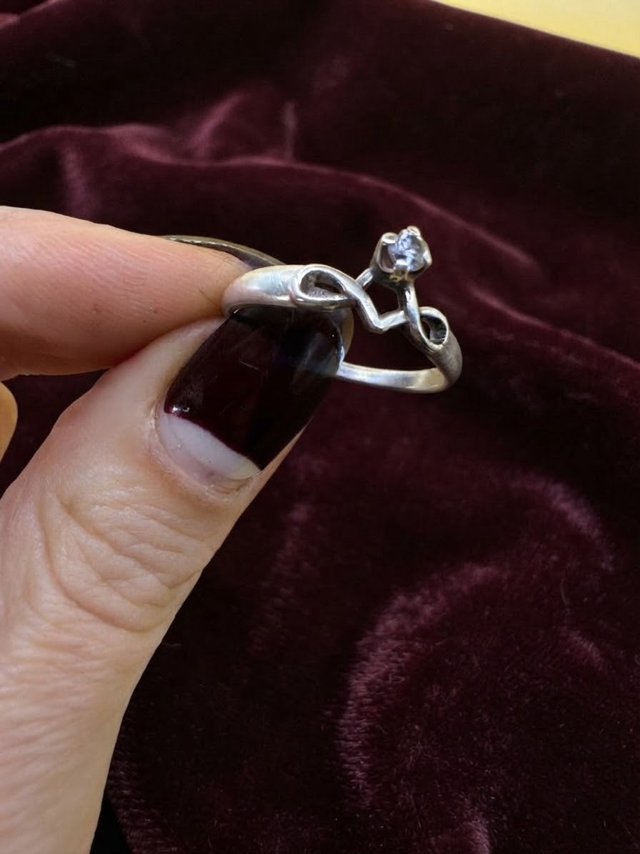 Vintage Sterling Silver Infinity Crown Solitaire Ring – UK P / US 7.75~216