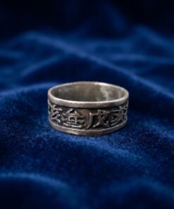 Vintage Chinese Wealth & Prosperity Ring – Auspicious Characters Wide Band UK T US 10~216