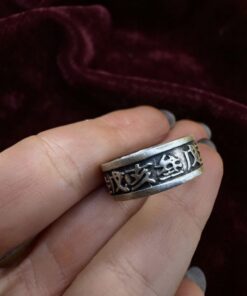 Vintage Chinese Wealth & Prosperity Ring – Auspicious Characters Wide Band UK T US 10~216