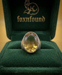 Vintage Sterling Silver 925 Large Citrine Statement Ring – Bold Oval Cocktail Ring Uk O
