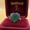 Sterling Silver 925 Green Onyx Heart Ring, Filigree Setting, UK Size P