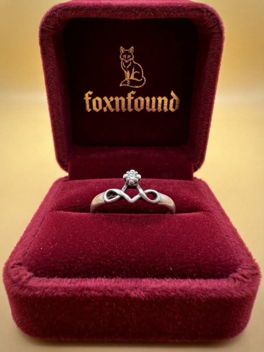 Vintage Sterling Silver Infinity Crown Solitaire Ring – UK P / US 7.75~216