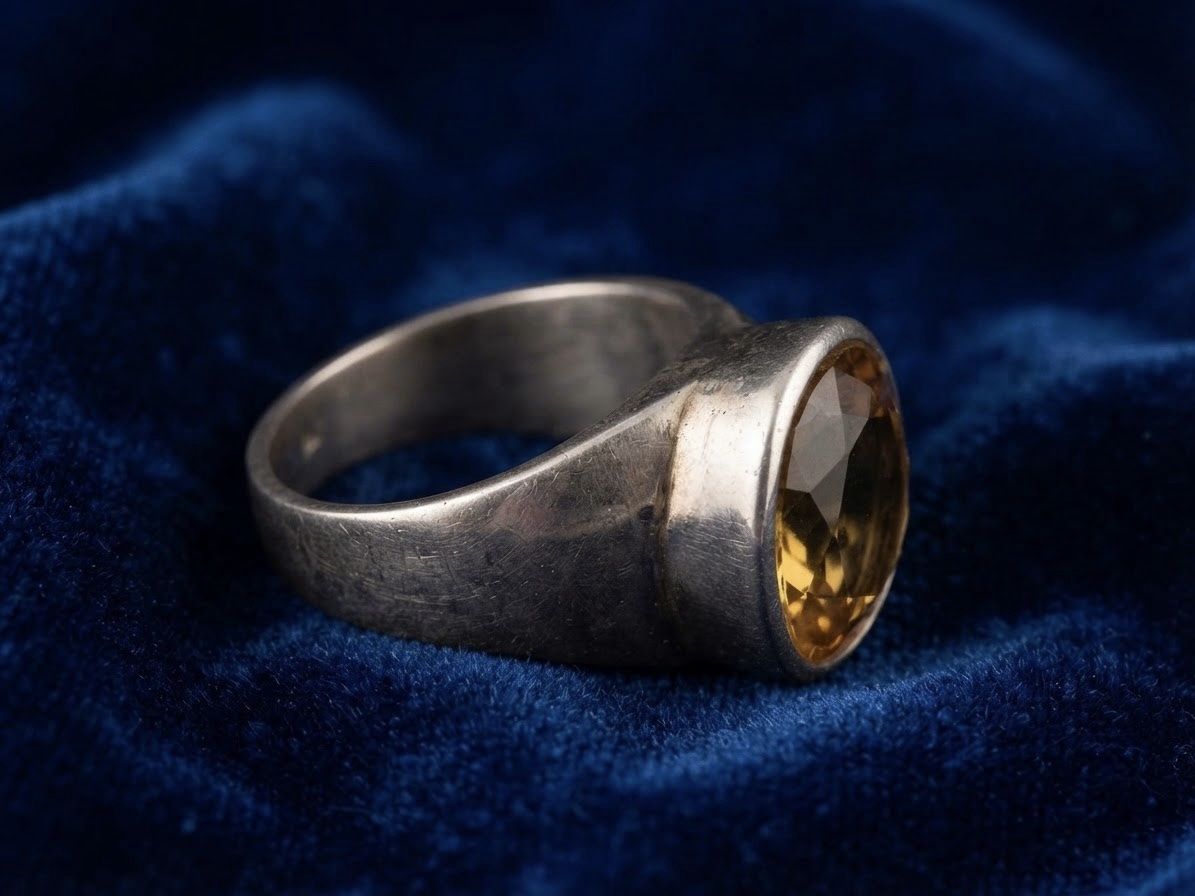 Vintage Sterling Silver 925 Large Citrine Statement Ring – Bold Oval Cocktail Ring Uk O