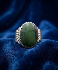 Vintage Sterling Silver 925 Green Turquoise Ring – Southwestern Style – Size U / US 10