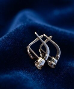 Vintage Soviet USSR 875 Silver Earrings – Collectible – Clear Stones – English Lock~213